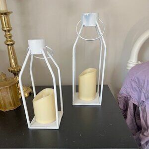 Two White Farmhouse Lanterns